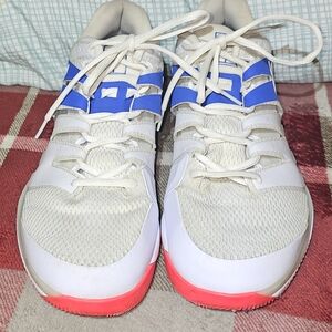 Nike Cream and Blue Sneakers with Red Accents